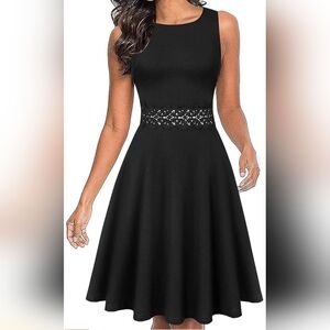 Elegant Black Lace Waist Dress